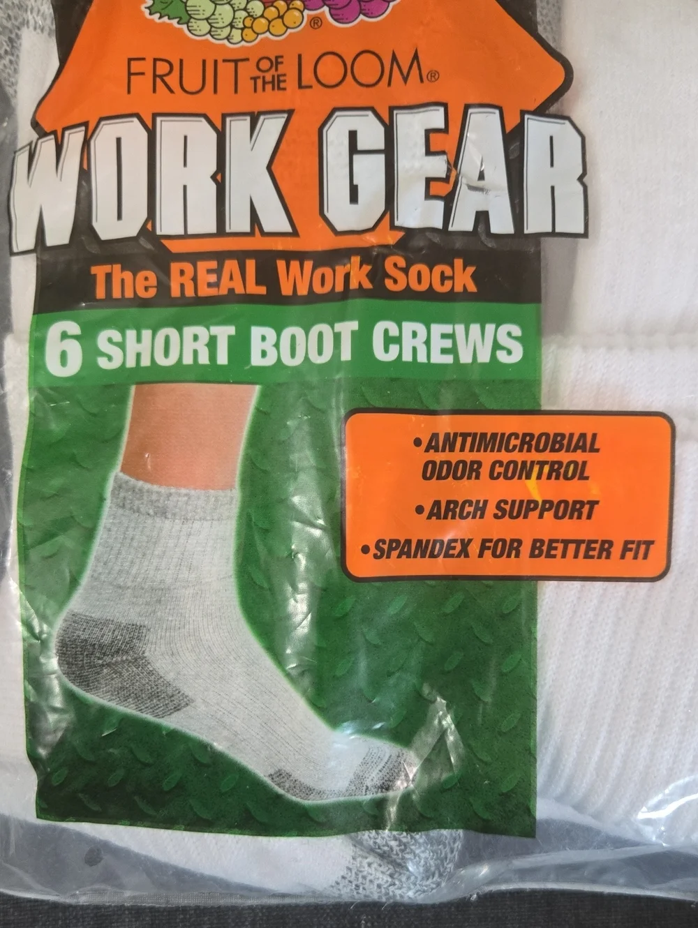 Fruit Of The Loom Work Gear Short Boot Crew Socks 6 Pack